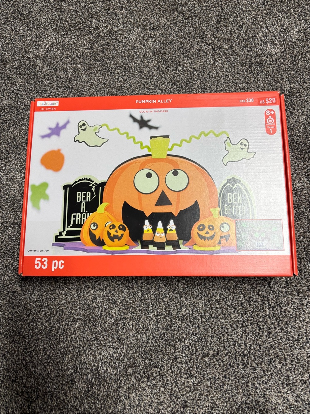 NEWCreatology Pumpkin Alley Glow In The Dark Kids Halloween Foam Craft Kit 53 PC